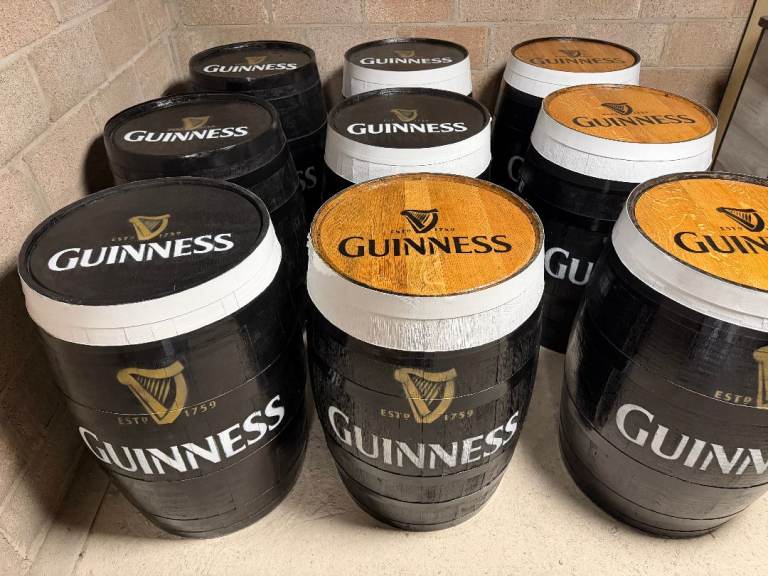 Whiskey Barrel Guinness Painted Style etc.