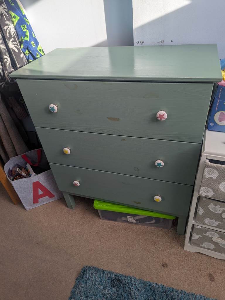 Beautiful Solid Pine IKEA Tarva Chest of Drawers + Bespoke Sliding Changing Table Top
