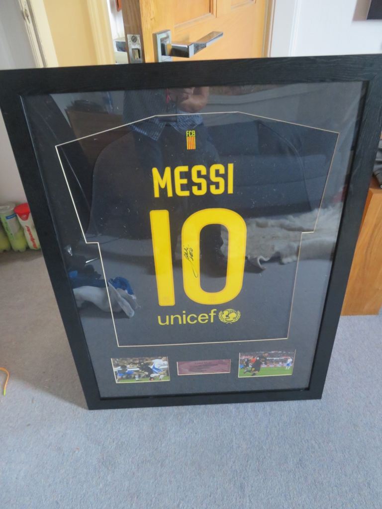 Framed Signed Lionel Messi No. 10 Nike Barcelona Shirt