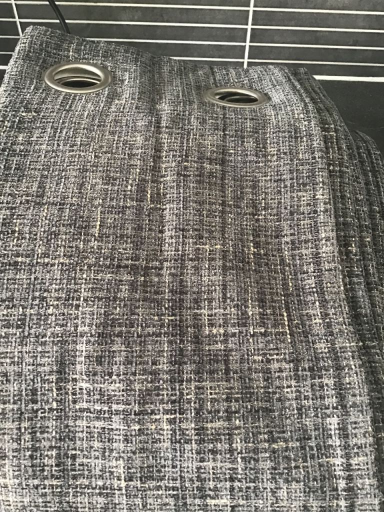 Pair of Grey Eyelet Curtains – Good Condition