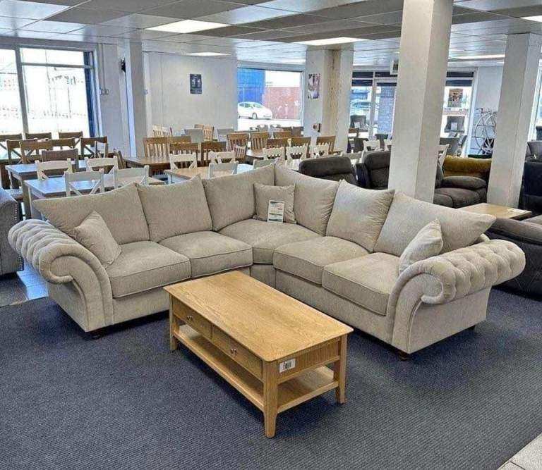 Beige Fabric Corner Sofa –Elegant Design