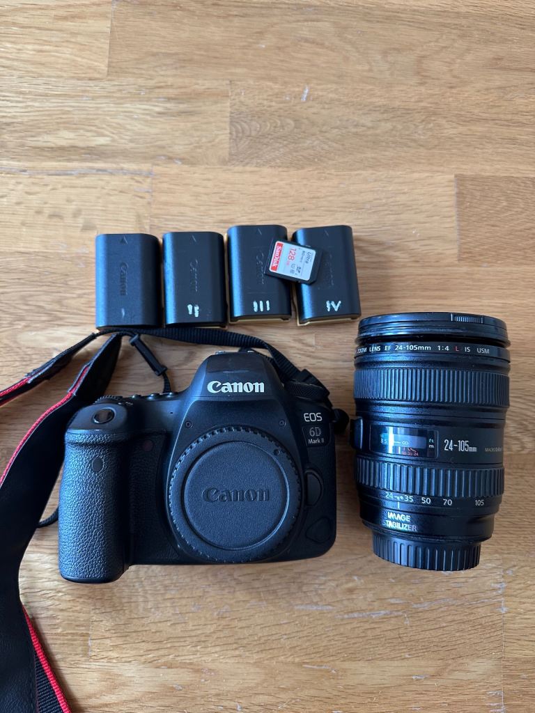 Canon 6D Mark II + 24-105mm L Lens + Batteries, Card & More – Excellent Kit!