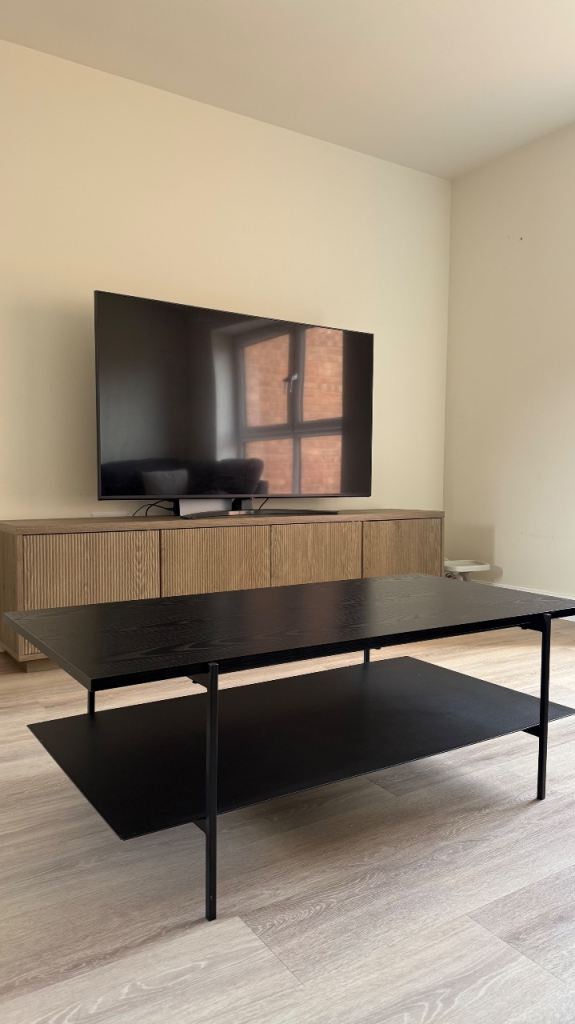 Black Wooden Coffee Table with Handy Storage Shelf, Good Condition