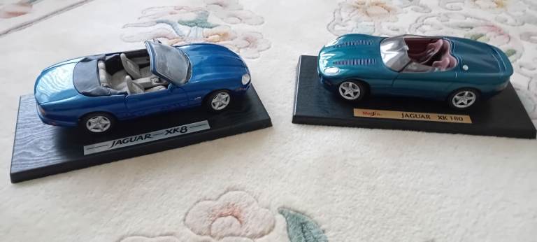 MODEL CARS 1:18 SCALE by MAISTO JAGUAR XK180 + JAGUAR XK8 CONVERTIBLES + ORIGINAL BOXES-REDUCED