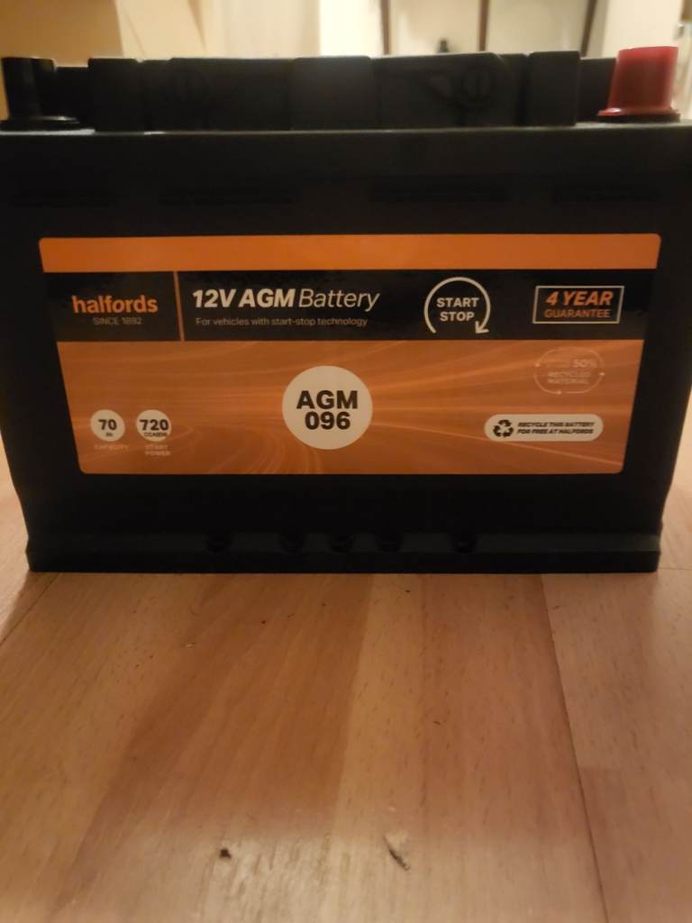 Halfords AGM096 Start/Stop Battery
