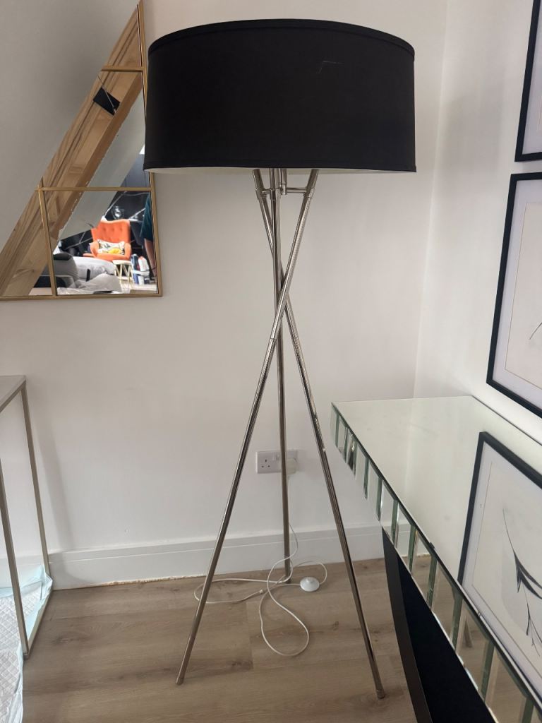 Modern Tripod Floor Lamp with Black Shade