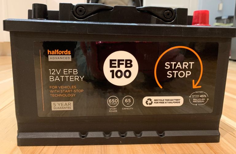 Halfords 12V EFB100 Start/Stop Car Battery 