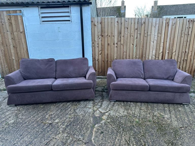 2 x brown DFS sofas two/three seaters 