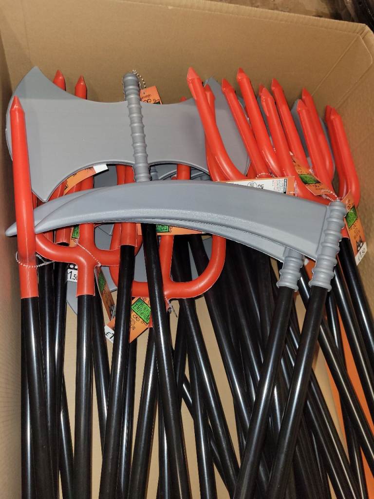 A box of brand new 36 Halloween plastic Devils Trident. 