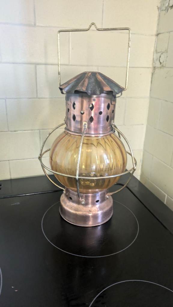 Vintage ship oil  lamp  Style Copper & Glass Lantern Lamp – Good Condition