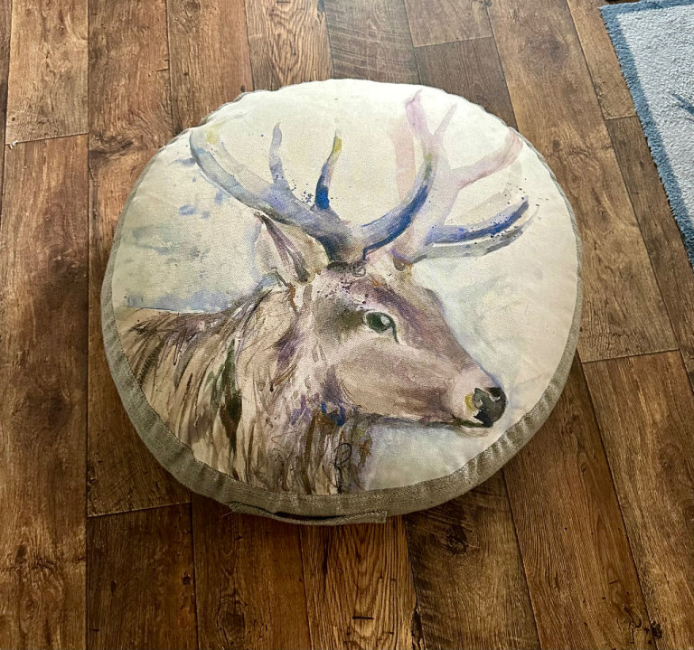 Voyage Maison Large Stag Head Floor Cushion Collection Horning