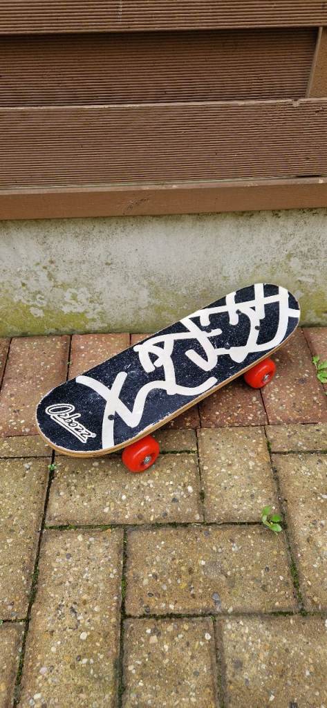 image for OZBOZZ 17 INCH DECK SKATEBOARD. DINOSAURS ON THE BACK. EXCELLENT.