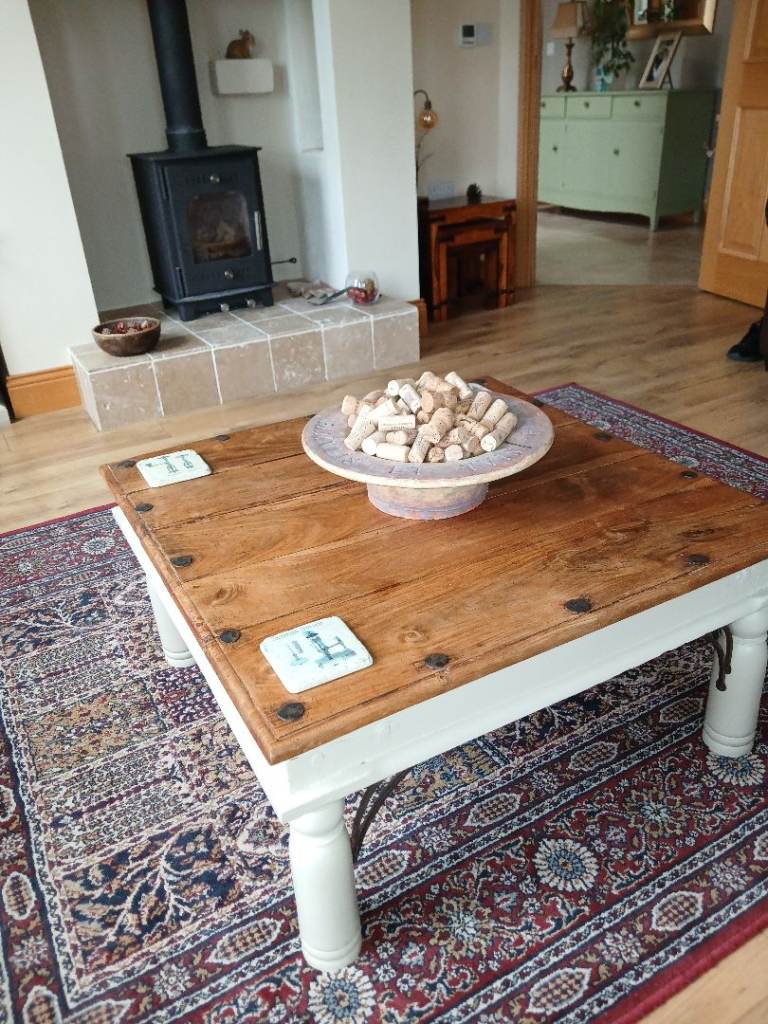 Rustic Solid Wood Coffee Table – Good Condition
