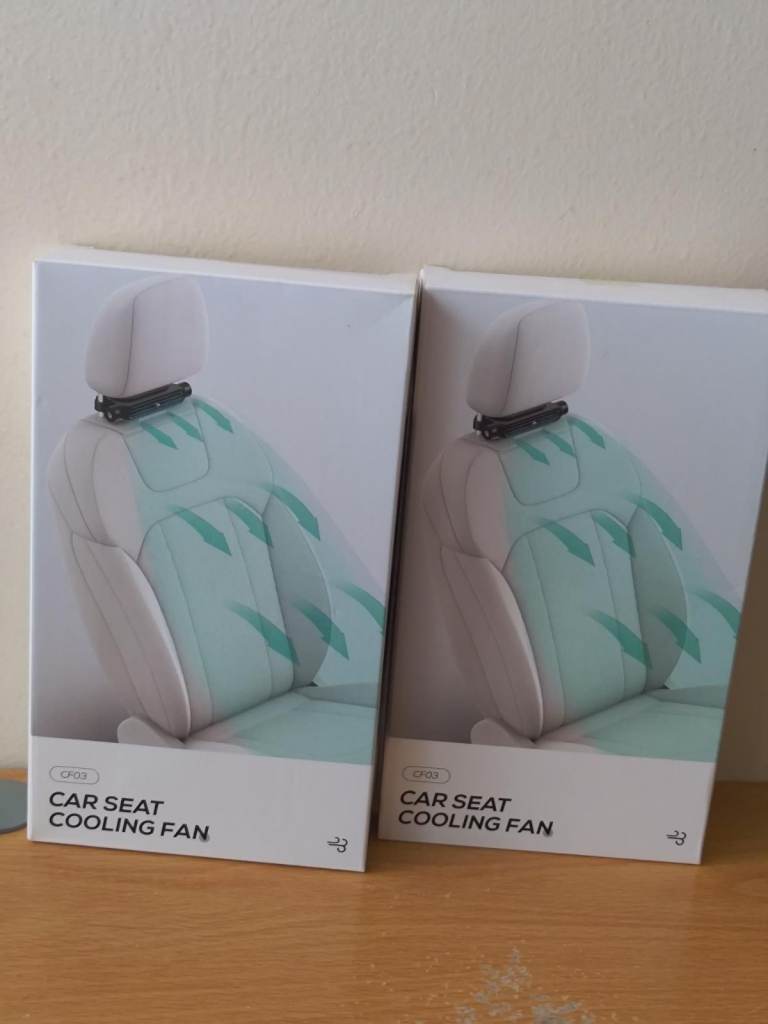 2 Portable Car Neck Headrest Cooling Fan Front Rear Seat Fans 3 Speed