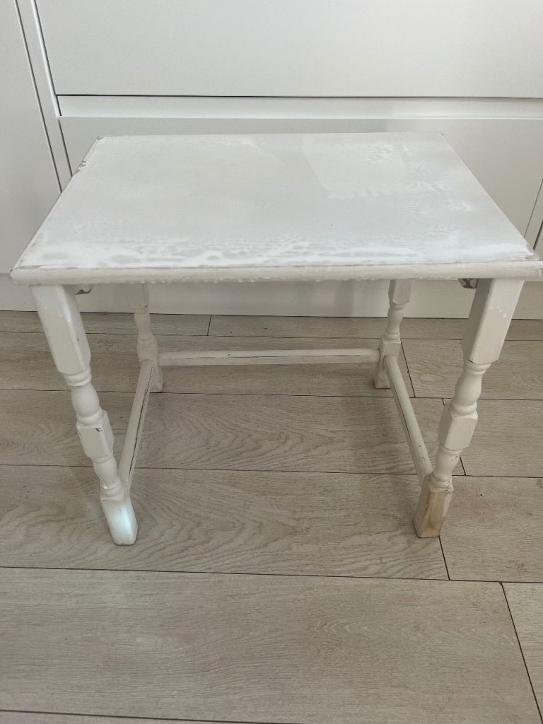 Vintage-Style White Side Table – Perfect DIY Project or Accent Piece
