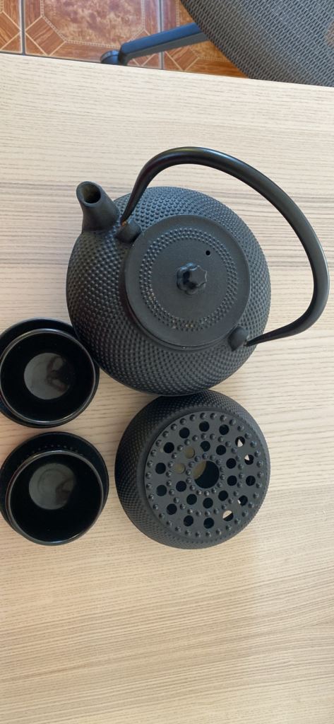 Cast Iron Teapot Set with Cups and Warmer 