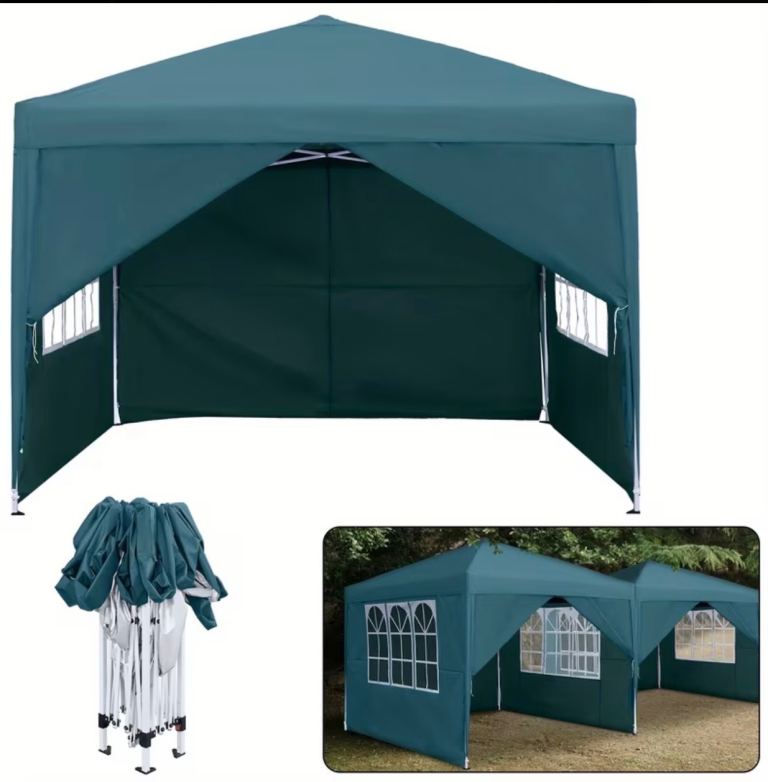 NEW 3m x 3m Green Pop-Up Gazebo - Event Tent with Sides