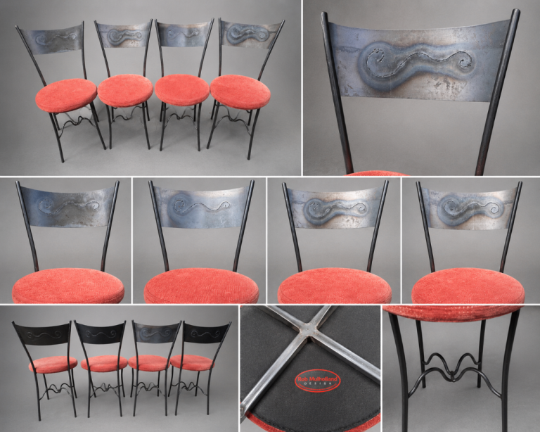 Rob Mulholland Designer Dining Chairs – Set of 4 Handcrafted Metal Chairs