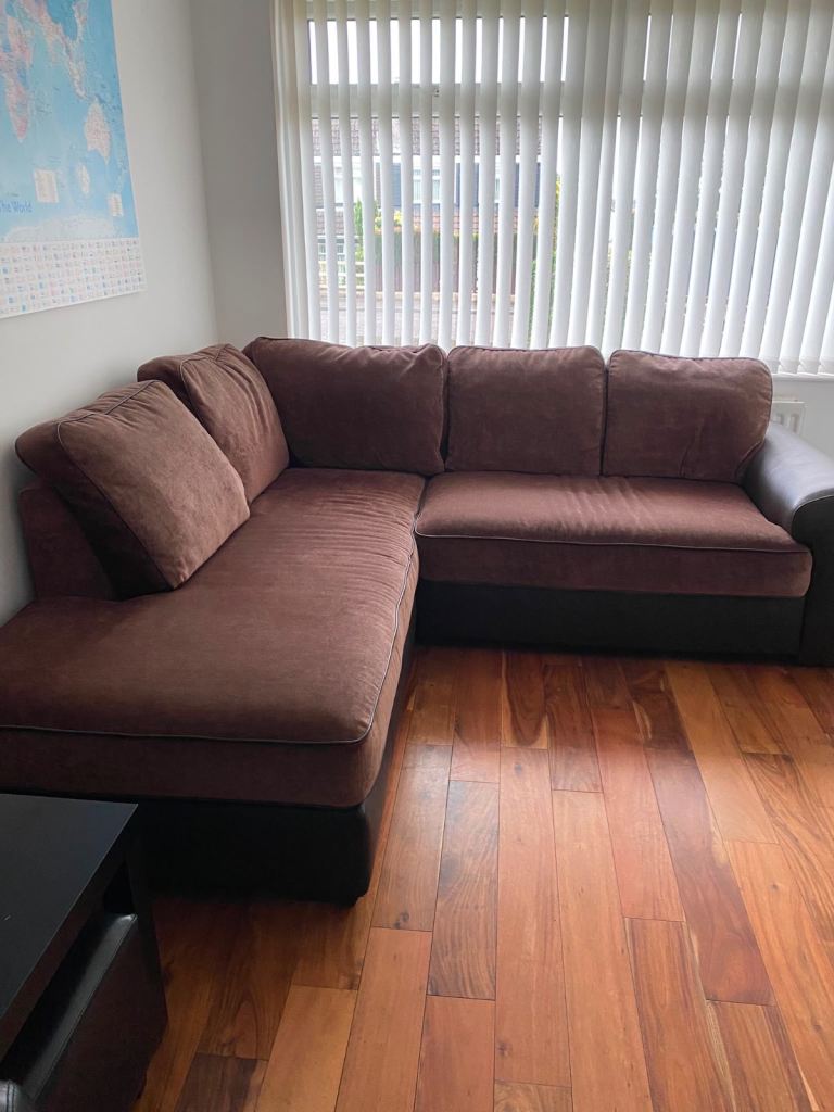 DFS Chocolate Brown Corner Sofa