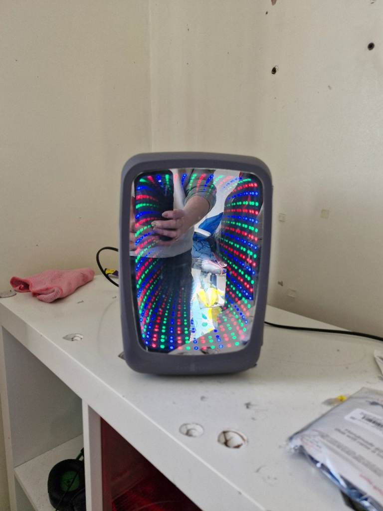 Mini Fridge with Infinity Mirror Door – Good Condition
