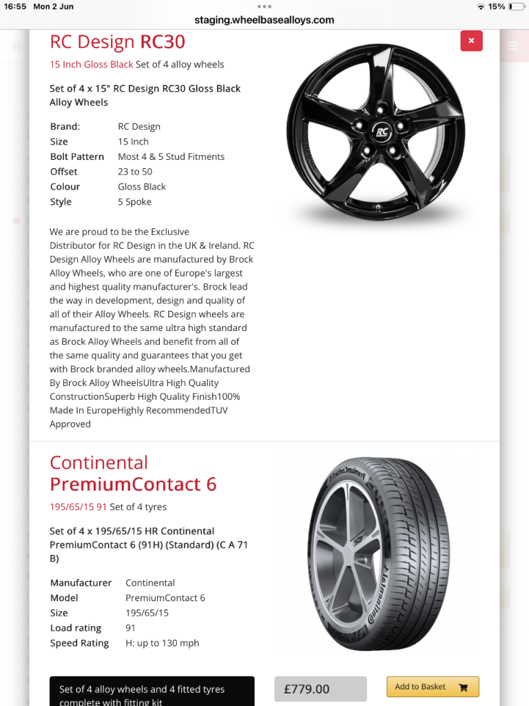 Continental Tyres with Gloss Black Alloy Wheels Vag Polo, Kamiq, polo,vw,skoda,Audi 
