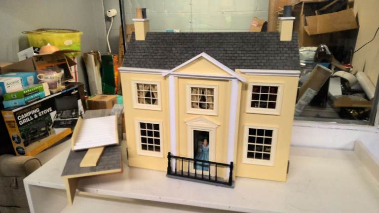 vintage Georgian style dolls house with dolls furniture