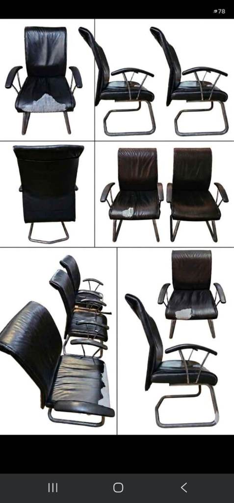 11 Black Leather Office Chair - Fair Condition, Solid Build