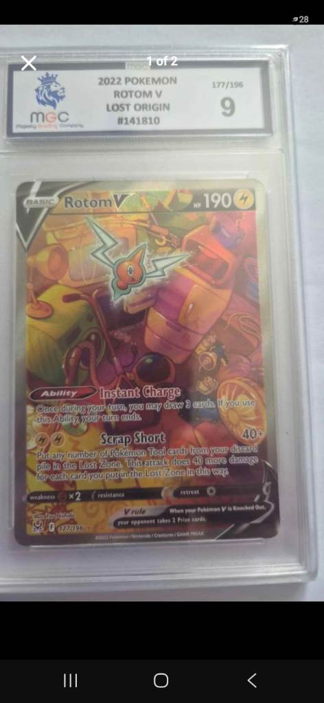 2022 Pokemon Rotom V Lost Origin Graded 9 Card