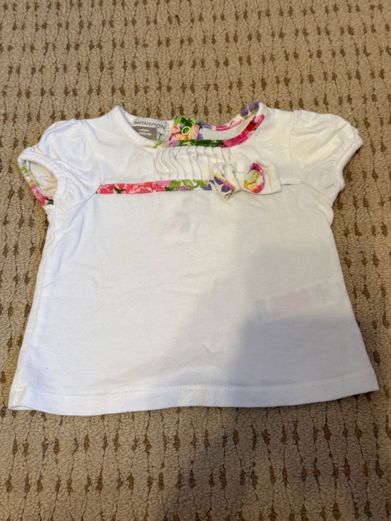 Monsoon Baby Girl's White Floral Top 0-3 Months