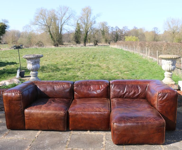 Timothy Oulton Leather Sectional Sofa – Amazing Patina