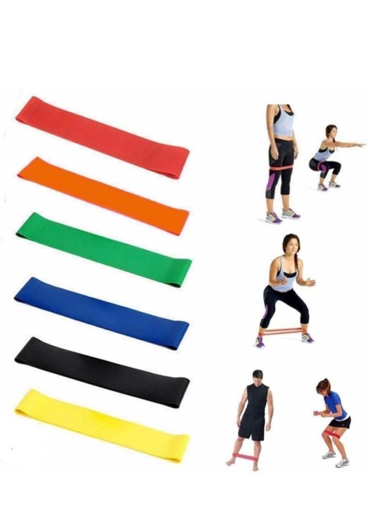 6x Exercise Resistant Bands Stretch Loops Fitness Home Gym Yoga Pilates Workout