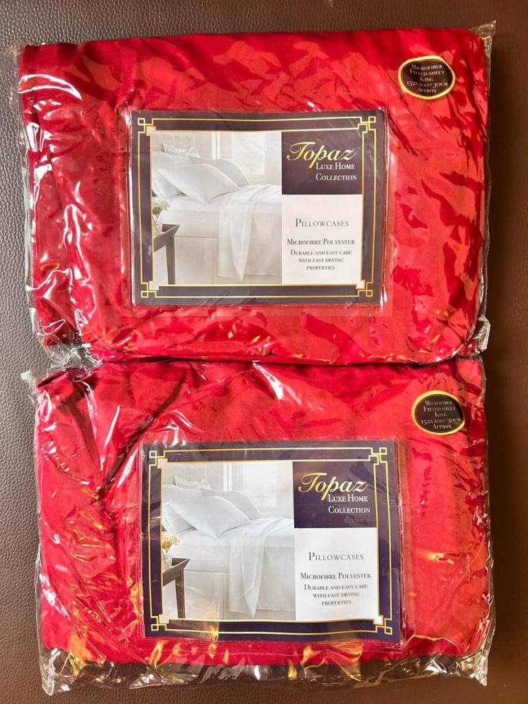 2 Red Topaz Luxe Home Microfibre Deep Fitted King Sheets
