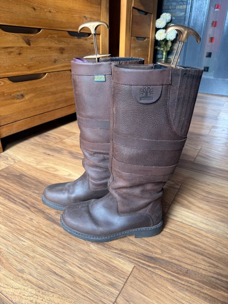 Woodland Haley Women's Leather Country Boots - Dark Brown