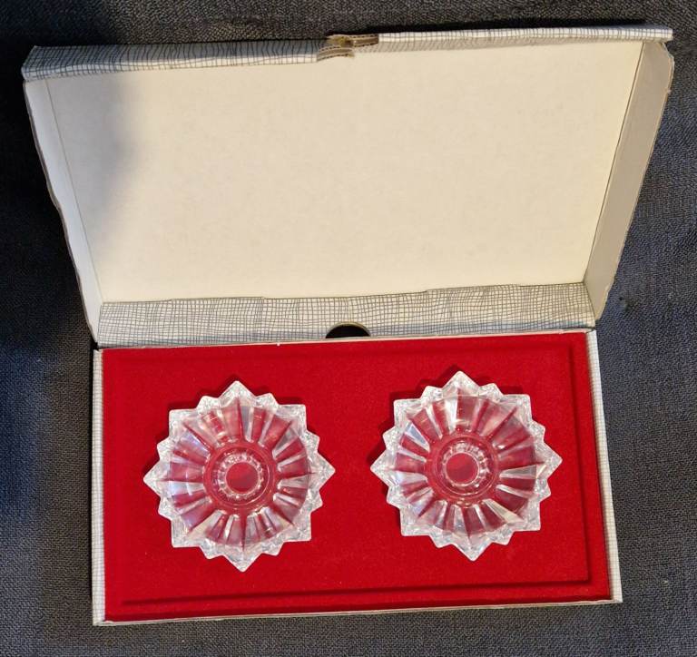 NOS Cristal d'Arques Garanti Plus Candlesticks 1 Set a Pair Original Box France
