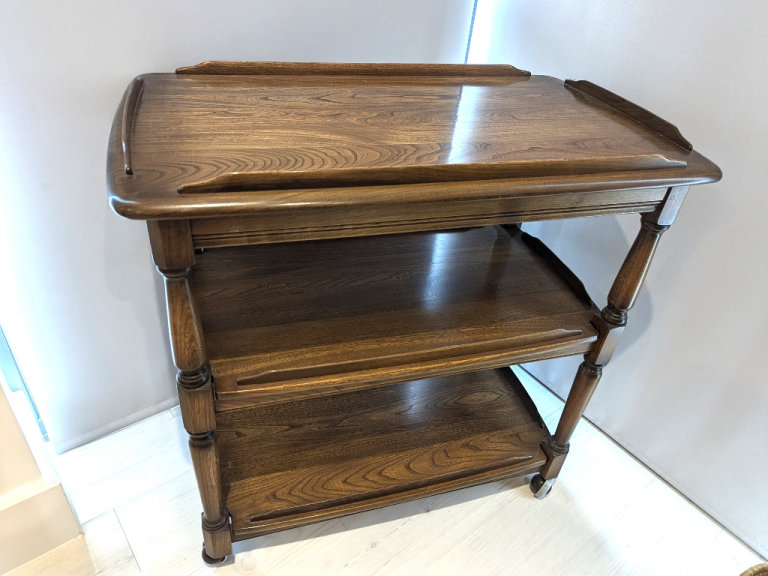 ERCOL WINDSOR GOLDEN DAWN THREE TIER TROLLEY MODEL 458 71cm L x 46cm W x 77cm H