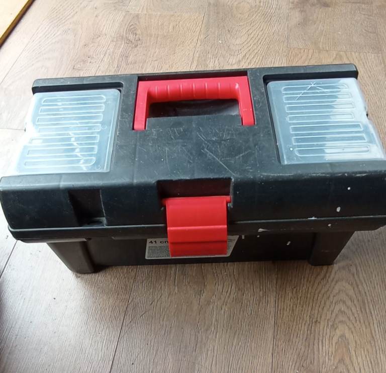 Toolbox with used tools, screws etc 