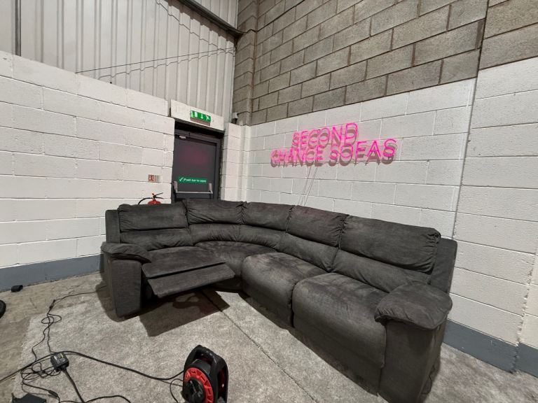 Grey double electric recliner corner sofa (with USB) from oak furniture land DELIVERY AVAILABLE 