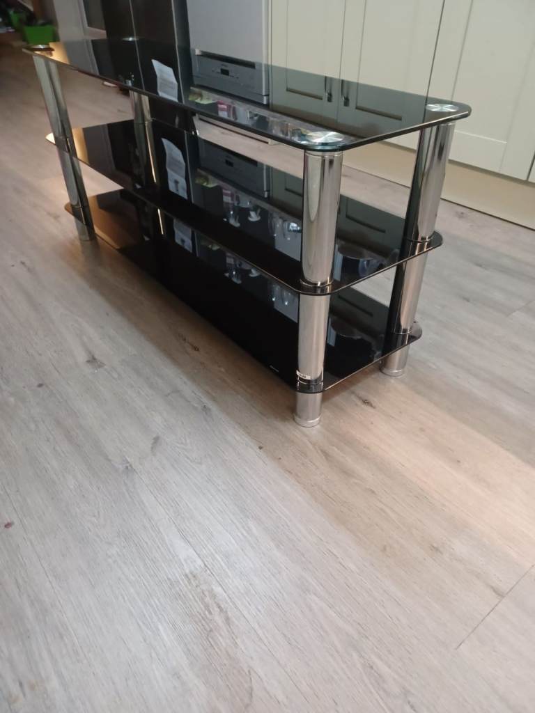 Large glass TV table