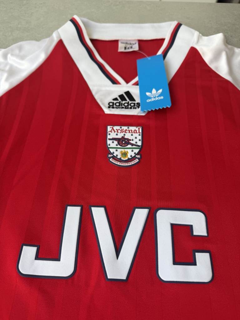 Arsenal 1992-94 Home Red Vintage Retro Football shirt, Size large, Slim fit
