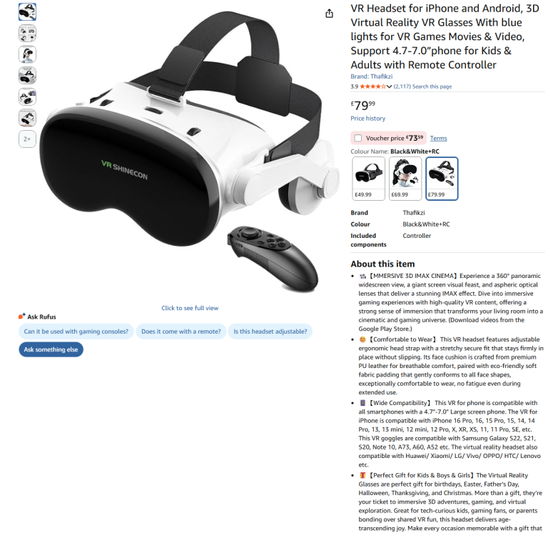 Brand New Tecknet VR Headset - Never Opened