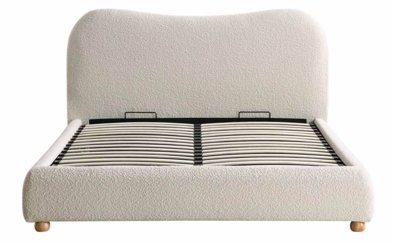 Double bed (Beige - Boucle - Ottoman Storage) & fitting mattress