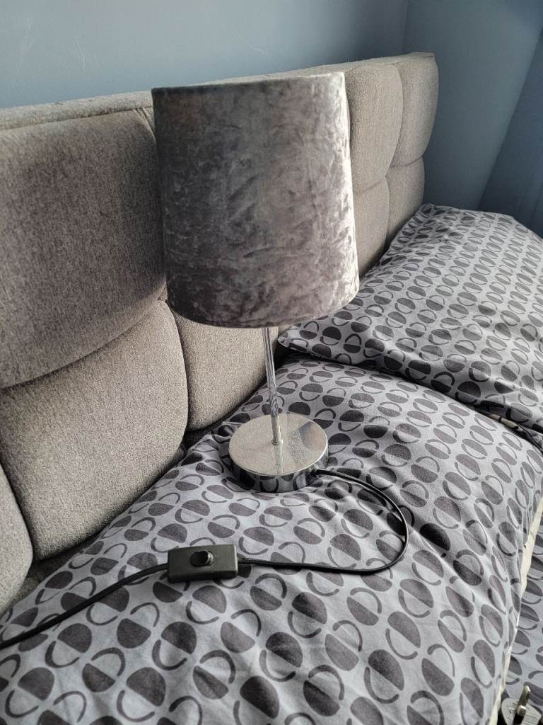 Small Grey Bedside Lamp - Good Condition