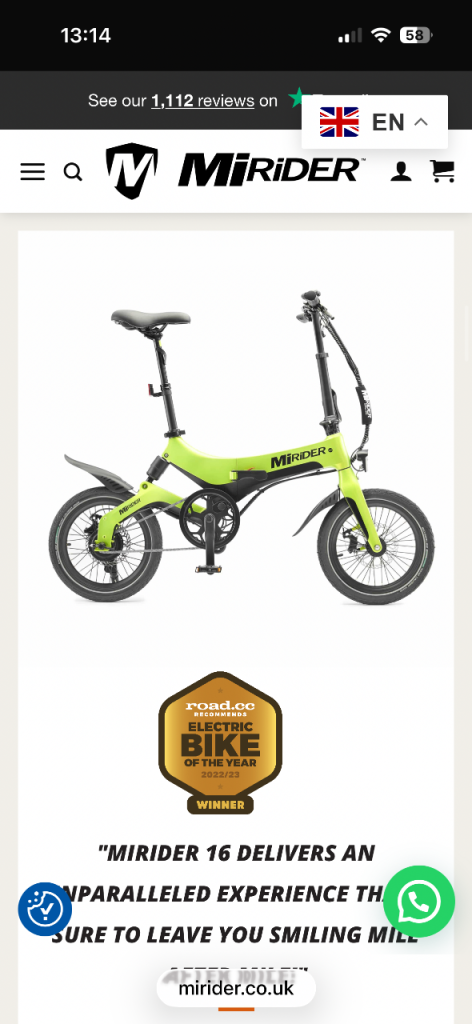 Mirider One folding e-bike