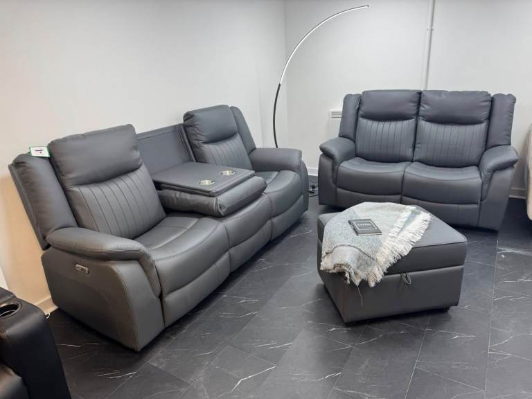 🛏️ Brand New Roma Recliner 3+2 Seater & Corner Sofa Set – Original Leather 🏠 Free UK Delivery