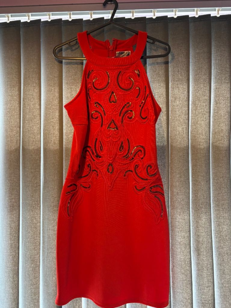 Lipsy Red Embellished Mini Dress – Size 10, As Good As New