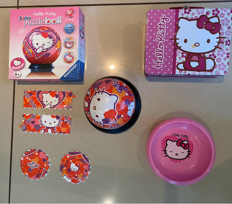 Hello Kitty bundle - junior puzzle ball Ravensburger, trinket box, plastic bowl