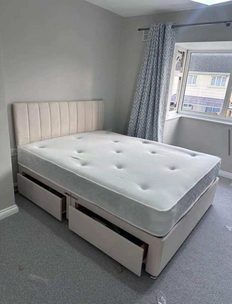 📢 SAME DAY DELIVERY King Size Divan Bed Base With Mattress Brand New Cash On Delivery Order Now🚛