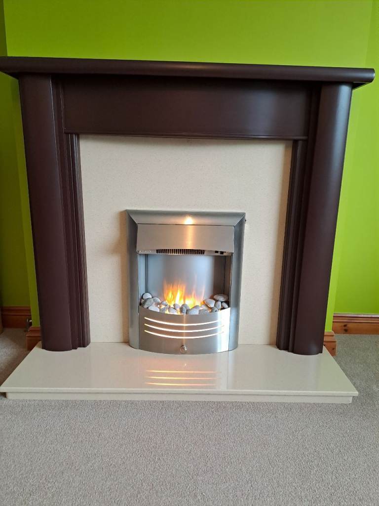 Marble fire surround and electric fire 