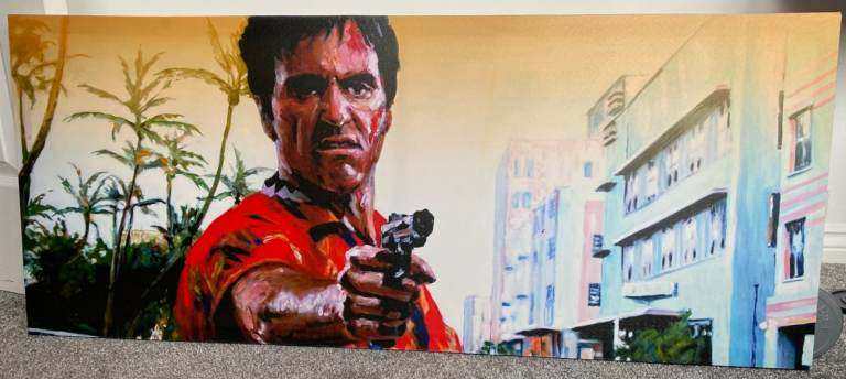 Large Landscape Scarface Canvas – Al Pacino Miami Scene Wall Art