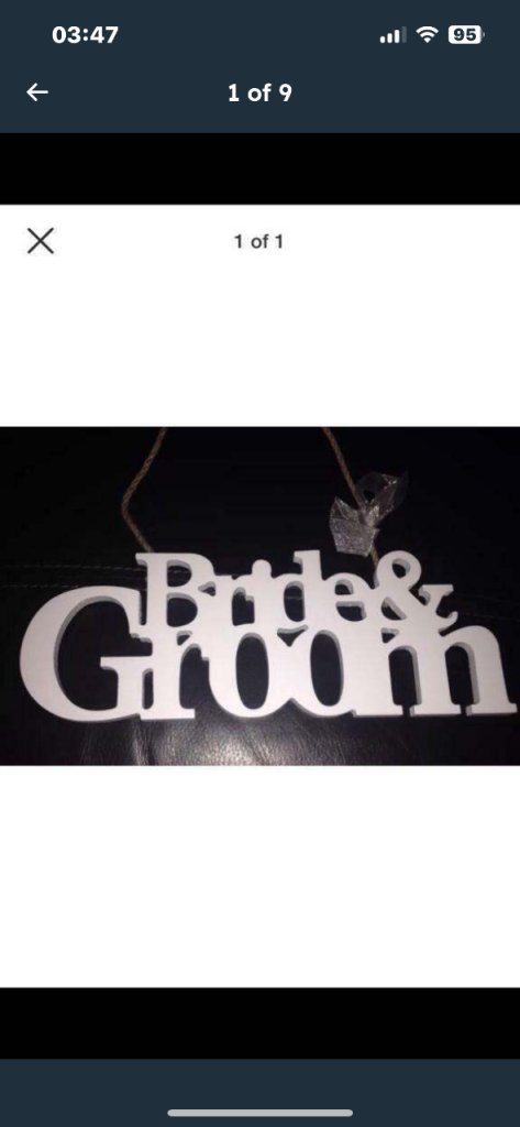 Wedding bride & groom plaques boxed ideal for hanging around venue 